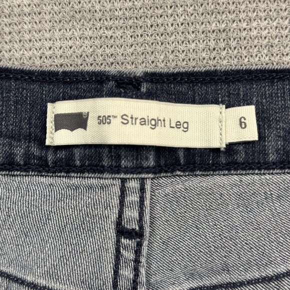 Levis 505 Womens Size 6 Blue Denim Straight Leg Jeans Mid Rise Stretch 5 Pockets - Picture 7 of 14